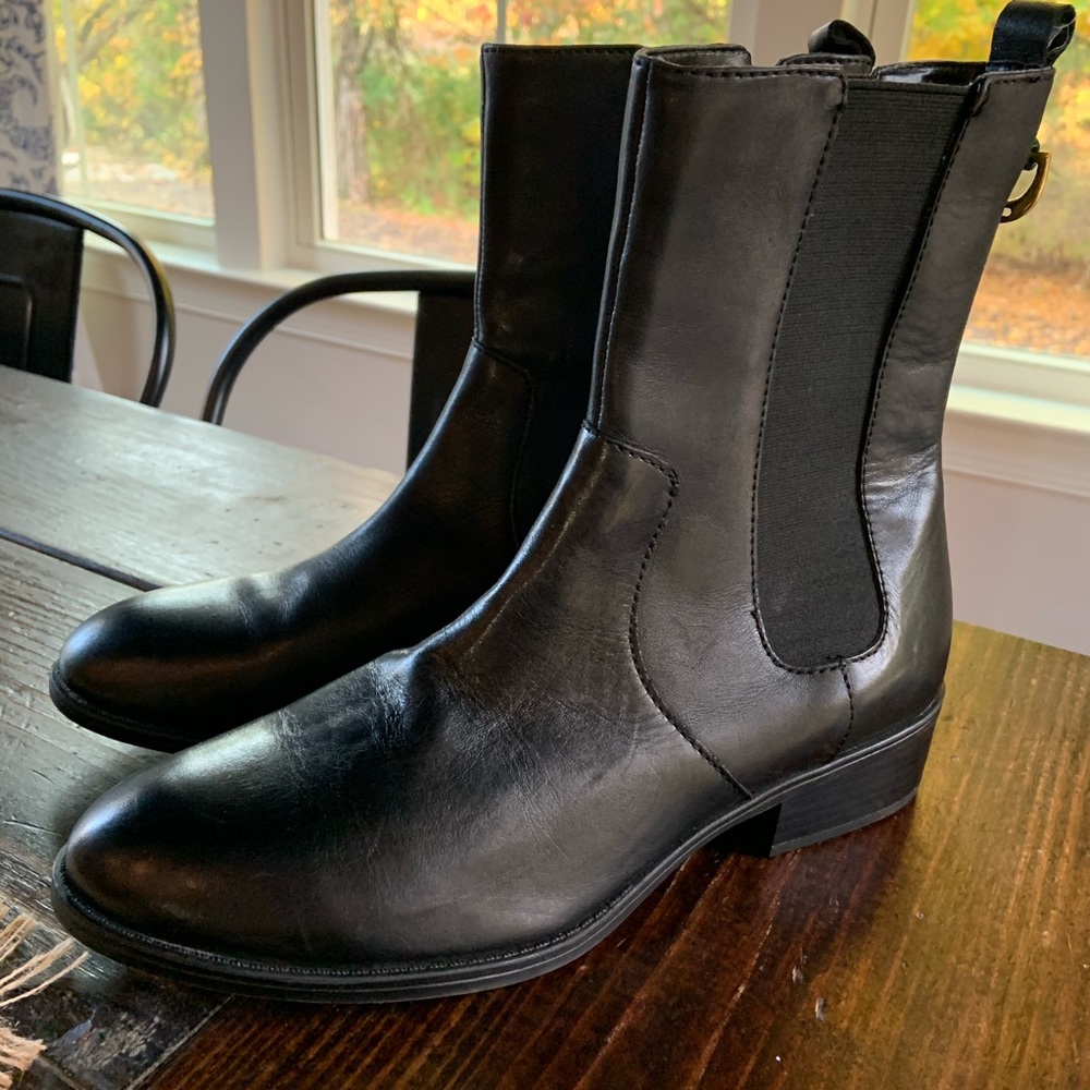 Ralph Lauren Black Leather Mona Boots Booties 10